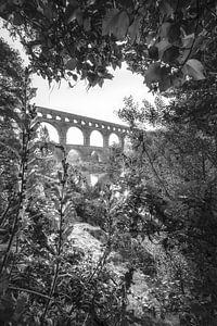 Pont Du Gard in schwarz-weiß