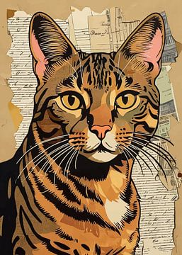 Bengaalse kat papiercollage van MIROKKU