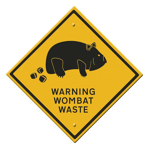 Panneau d'avertissement pour les déchets de wombat par Grüntyers .