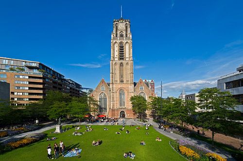 Grotekerkplein Park with the Lauren Church in Rotterdam by Anton de Zeeuw