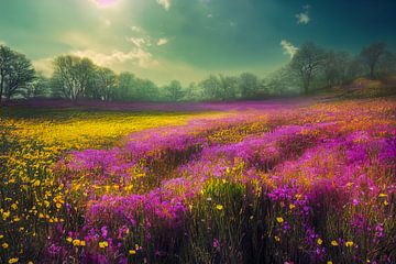 Lavendelfeld im Frühling Illustration von Animaflora PicsStock