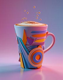 Designertasse mit geometrischen Elementen für Café-Boutiquen von Liona Toussaint