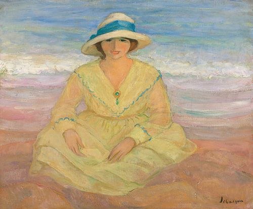 Junges Mädchen am Strand sitzend, Henri Lebasque