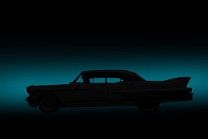 Silhouet van een oude Amerikaanse Cadillac auto