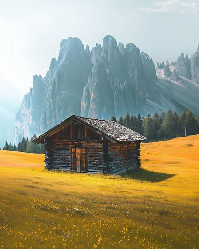 Dageraad: alpenhut in de Dolomieten