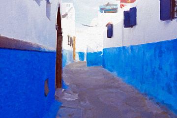 Schilderij van een oud straatje in Rabat Marokko van Eye on You