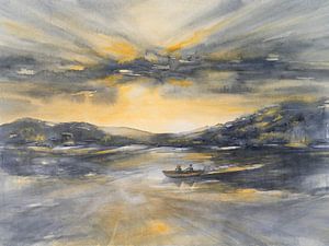 Wolken, Sonnenlicht und Spiegelungen im Wasser