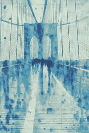 Regenwanderung über die Brooklyn Bridge von Chromatic Storm Studio