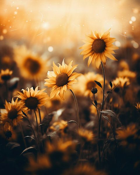 Wildblumen in der Natur zum Sonnenuntergang von fernlichtsicht