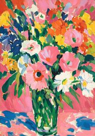 A colourful bouquet of flowers in a vase by Niklas Maximilian