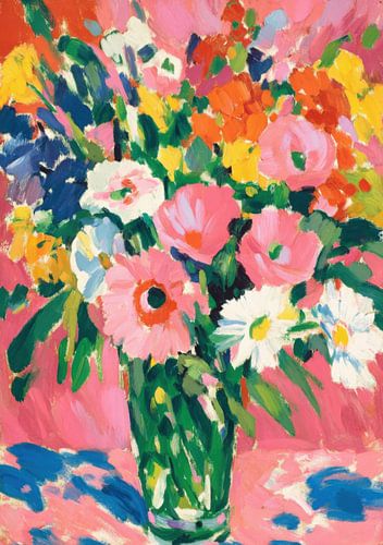 A colourful bouquet of flowers in a vase
