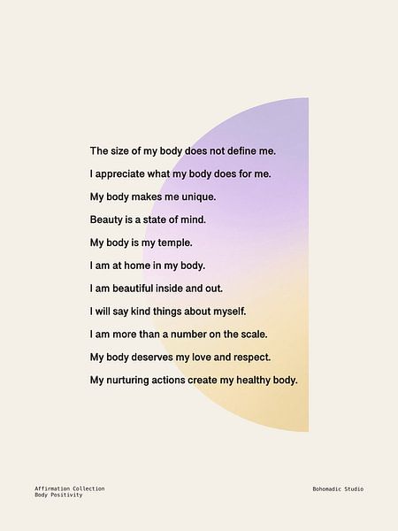 Körperliche Positivität Affirmationen von Bohomadic Studio