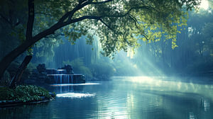 Mystischer Wasserfall im Wald