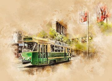 Historische tram in Melbourne van Peter Roder