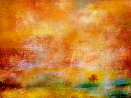 Landschaft in Orange getaucht von Claudia Gründler