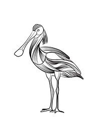 Poster Löffler - feine Linie Illustration - schwarz und weiß - Vogel von Studio Tosca