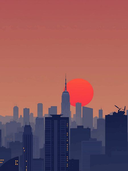 Sunset Cityscape Silhouette by rendy okta
