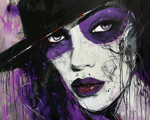 Peinture moderne de portrait féminin | Regard mystérieux