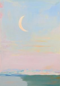 Abstrakt Mond Landschaft Pastell Minimalistisch