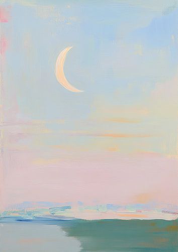 Abstract Maanlandschap Pastel Minimalistisch