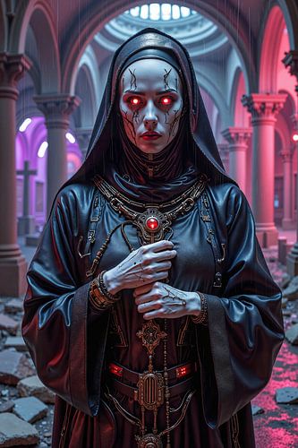 NEON NUN: The Horror Nun in the Cathedral of the Cyberpunk City by INFERAURUM