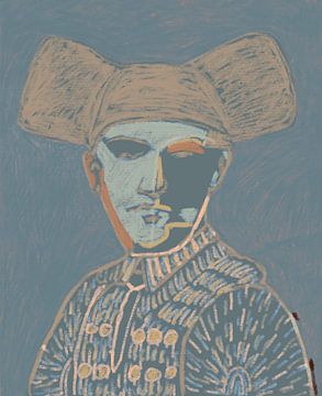 Portret man met torero in pastel van WEST EGG designs