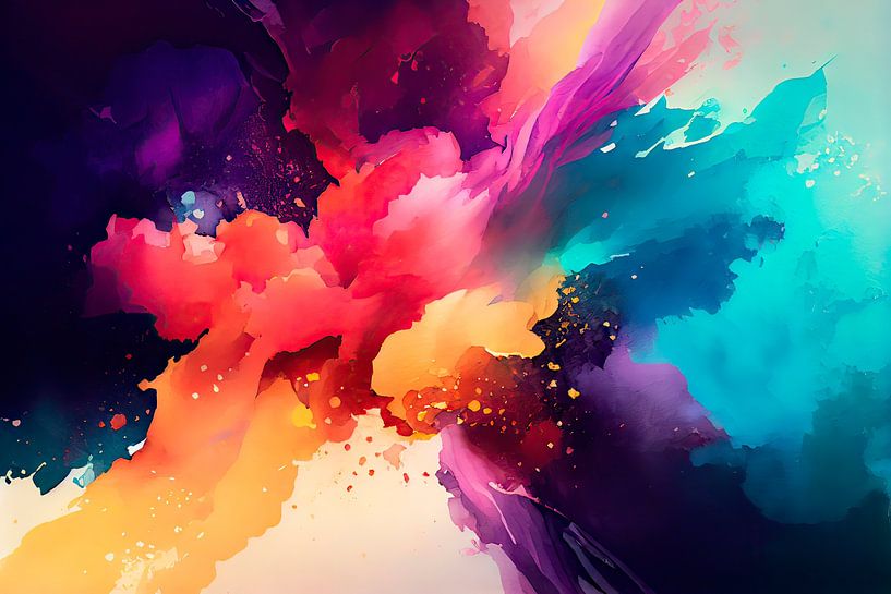Peinture à l'aquarelle abstraite et colorée par Maarten Knops