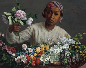 Junge Frau mit Pfingstrosen, Frédéric Bazille - 1870