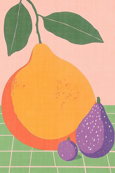 Illustration de fruits Poire et figues par Melloi Art Prints