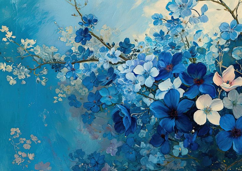 Blaue Blumenmalerei | Bloom von Blickfänger Gemälde