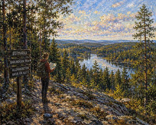 Østmarka in Oslo, Noorwegen schilderij.