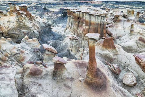 Bisti Badlands, chocolade hoodoos, New Mexico, VS