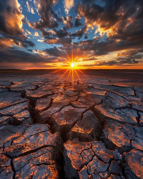Sonne über trockener Wüste von fernlichtsicht