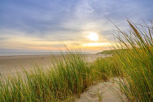 Zonsopgang in de duinen van Texel in de Waddenzee