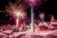 Vuurwerk in de sneeuw