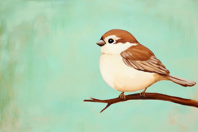 Süßer Spatz auf zartem Hintergrund von Poster Art Shop