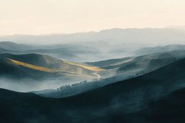 Abstracte Heuvels | Silent Dawn upon the Hills van Abstract Schilderij