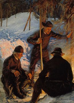 Bûcherons autour d'un feu de camp, 1893, Pekka Halonen