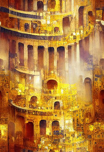 The Collosseum in the style of Gustav Klimt