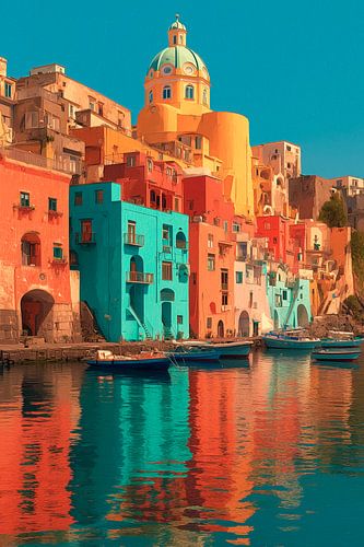 Naples Colourful houses - Italian coastal idyll