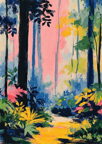 Abstract forest in sunlight