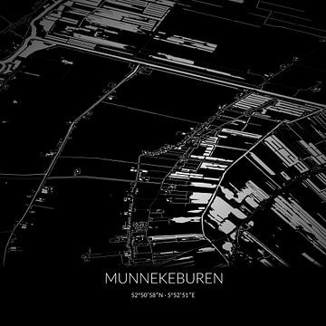 Black-and-white map of Munnekeburen, Fryslan. by Rezona