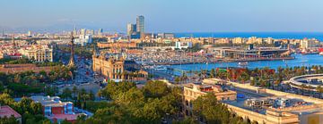 Panoramisch uitzicht op de binnenstad van Barcelona van Yevgen Belich