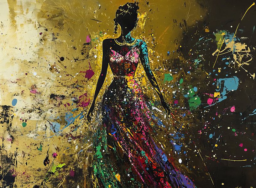 Femme - Elégance dorée par Peintures accrocheuses