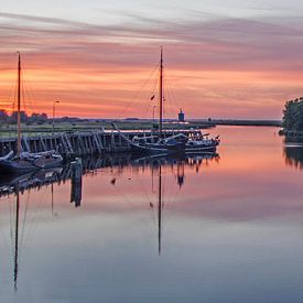 Zonsondergang bij het Lauwersmeer van Greet ten Have-Bloem