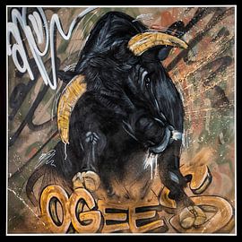 Graffiti bull with frame by Can Gallery
