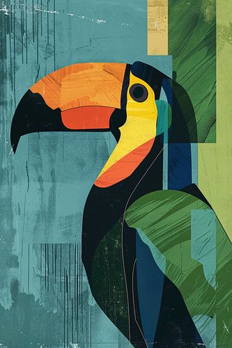 Toucan abstrait aux couleurs vives