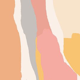 Pastellfarben. Good vibes moderne abstrakte Malerei in orange, grau, rosa, gelb von Dina Dankers