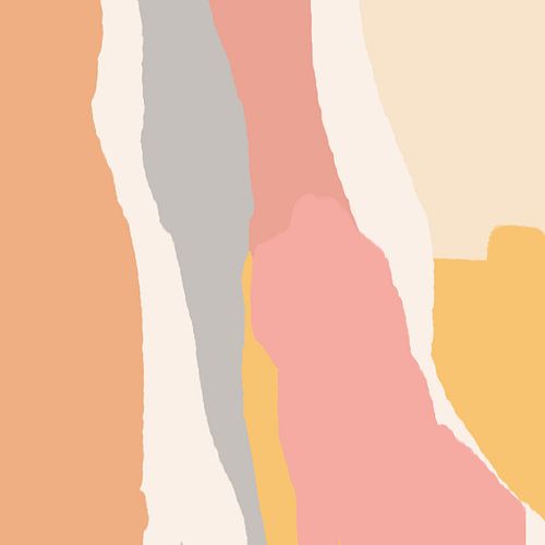 Pastels. Good vibes modern abstract schilderij in oranje, grijs, roze, geel