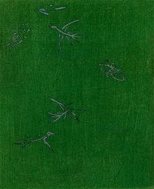 Japanische Vintage-Kunst Ukiyo-e. Grüner Farbholzschnitt von Tagauchi Tomoki. von Dina Dankers